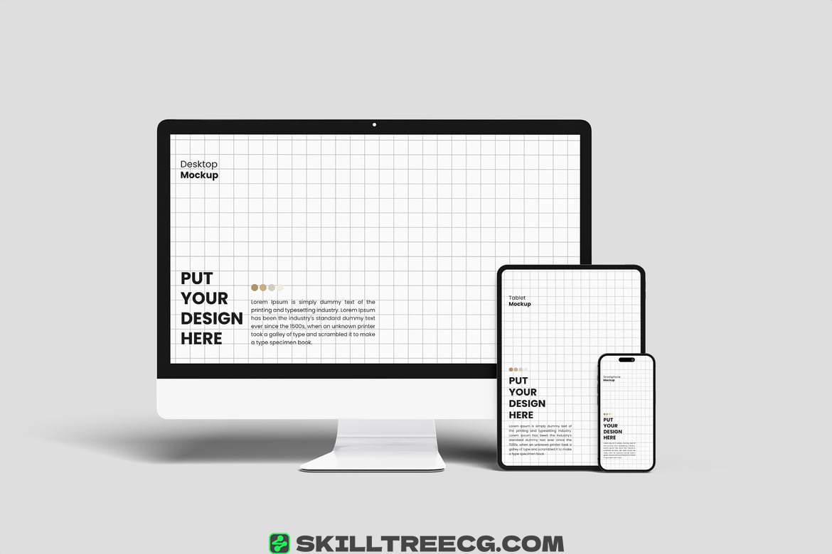 Multi Devices Mockup with Clean Background（649462）-技能树